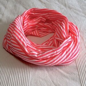 GAP Hot Pink and White Cotton Striped Infinity Scarf NWOT
